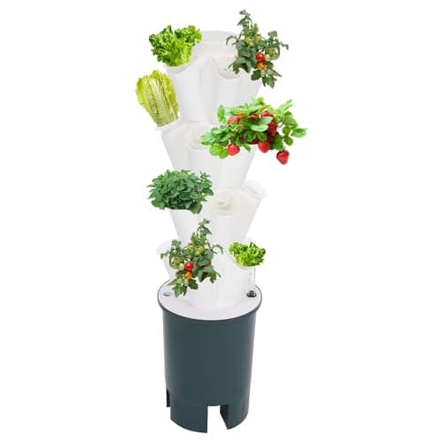 WINNIESHOP Hydroponics Growing System Kit 20 Pods Vertical Garden Tower Garden Growing System with Timer, Wheels, Indoor Hydroponic Planter for Vegetable, Fruit, Flower (Gray, 20 Pods)