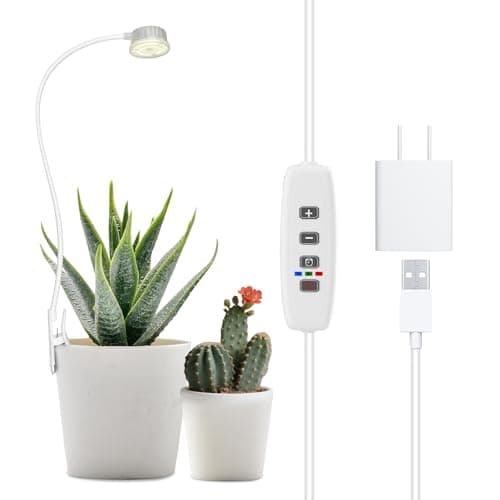 YKeluxon Grow Lights for Indoor Plants, Mini Plant Light, Full Spectrum Clip on Small Grow Lights for Indoor Growing, 10 Dimmable Auto On Off 3 9 12 Hrs Timer for Office Home