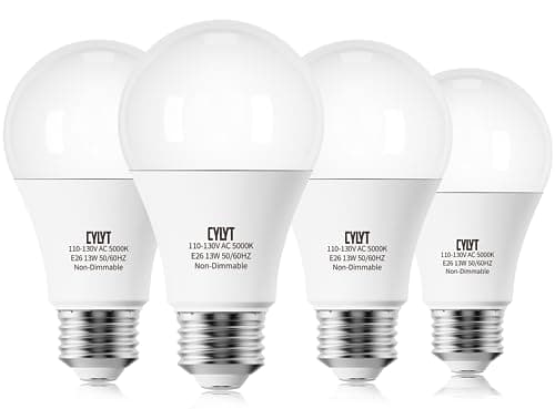 CYLYT 100W Equivalent Bright LED Light Bulbs, Daylight White 5000K A19 Lightbulbs, Focos LED para Casa, for Kitchen Bedroom Indoor, 1500 Lumens, E26 Standard Base, 4-Pack, Non-Dimmable