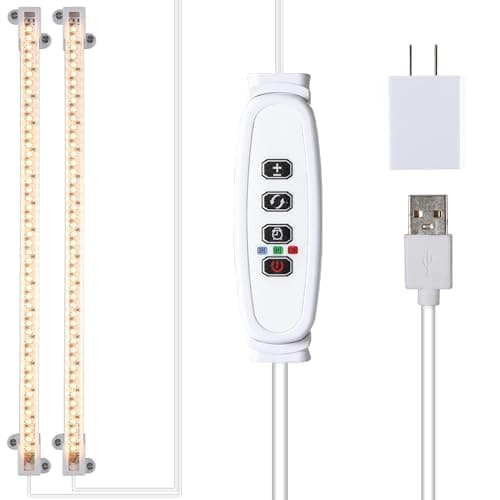 LED Grow Light Strips, 13 Inches Grow Lights for Indoor Plants Full Spectrum 3500K, 96 LEDs Plant Light with 3/9/12H Timer, 10 Dimmable Levels for Seedling Succulent, 2 Head