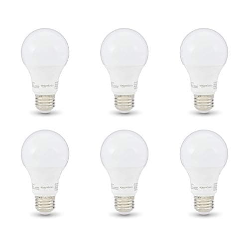 Amazon Basics Non-Dimmable LED Light Bulbs, Great Brightness, 40W Equivalent, 6W, E26 Standard Base, 2700K, 10,000 Hour Lifetime, Soft White A19, 6-Pack