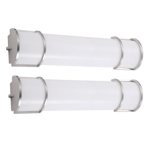 ASD LED 24" Vanity Flush Mount Light Fixture, Linear Bathroom Lighting Bar | 3CCT, Dimmable, Energy Star, ETL Listed | 25W 1950LM 3000-5000K 120V | Long Bath Wall Sconce Over Mirror | Nickel, 2 Pack