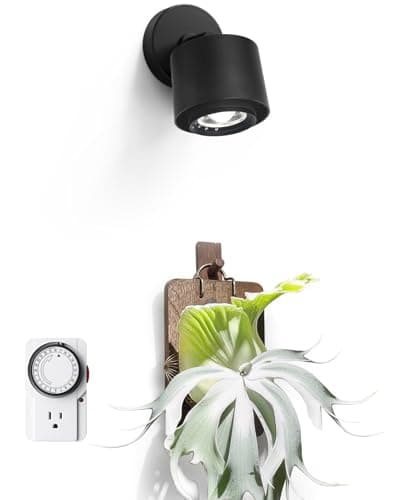 Kullsinss Grow Lights for Indoor Plants, Full Spectrum Plant Lights for Indoor Growing with 6/12/16H Timer, 3 Color Modes, 5 Brightness, 10"-65" Height Adjustable Wood Grain Plant Growing Lamp