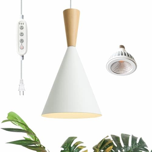 VALIKIY Hanging Grow Lights for Indoor Plants, Full Spectrum, with Timer and 15FT Power Cord, 20W Pendant Plant Lights for Indoor Growing, Large Tall Plant, Garden, Flowers, Greenhouse(White)