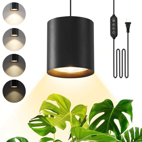 Airseafar Dimmable Hanging Grow Lights for Indoor Plants, Full Spectrum Hanging Plant Light with Timer & 16.4FT Power Cord, 24W, 3600K Black Glow Light for Garden, Herbs, Seed, Flowers