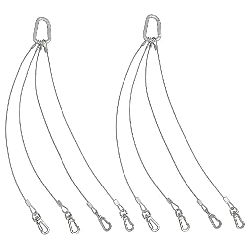 BLLNDX Rope Hanger 2pcs 304 Stainless Steel Basket Plant Hanger Holder Light Hanging Wire Rope for Light-Emitting Diode Grow Light, Aquarium Lighting Tank Lamp, Indoor and Outdoor Plant 34cm