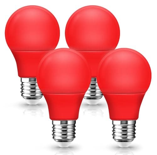 Red Light Bulb for Outdoor Porch, 5W(40W Equivalent) E26 Base LED Red Bulb for Halloween, Christmas Decoration, A15 LED Bulbs Night Lighting for Indoor Bedroom Sleep, Mood Holiday Lighting, 4 Pack