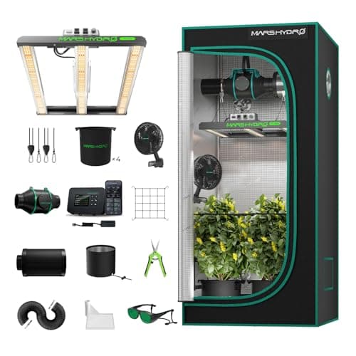 MARS HYDRO 3x3 Smart Grow Tent Kit Complete System with WiFi-Integrated Controller 43,150W FC1500 App Dimming Grow Light,1680D High Reflective Mylar,with 4inch Automatic Ventilation System