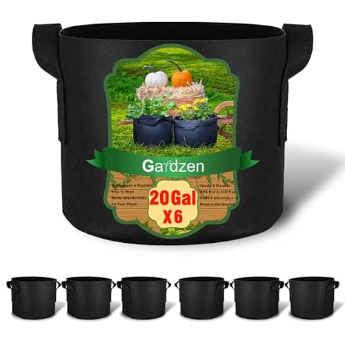 Gardzen 6-Pack 20 Gallon Grow Bags, Aeration Fabric Pots with Handles, Heavy Duty Cloth Pots for Plants