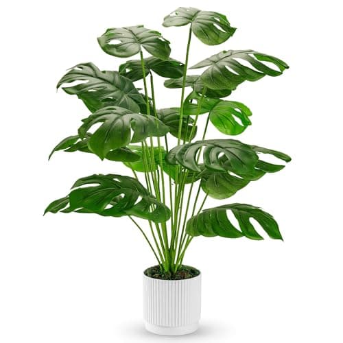 Der Rose 28" Fake Plants Large Artificial Monstera Faux Potted Plants Indoor Tall for Outdoor Living Room House Floor Front Porch Tree Decor