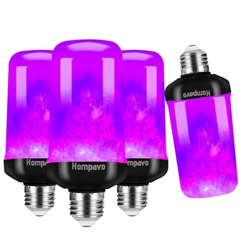 Hompavo Upgraded LED Flame Light Bulbs Halloween Decorations, 4 Modes Flickering Light Bulbs with Upside Down Effect, E26/E27 Flame Bulb for Christmas Party Home Indoor & Outdoor (4 Pack)