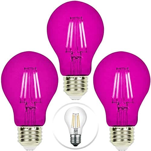 JAHEKS LED Pink Light Bulbs for Outdoor Indoor, 9W(60W Equivalent) E26 Base Pink Bulb for Christmas, Halloween,Wedding,Party,Bar,Porch,Holiday Lighting,Home Decor, 2-Pack