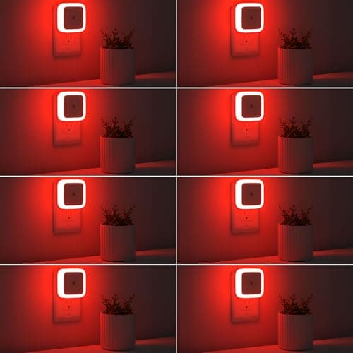 Sujeet Night Light, Night Lights Plug into Wall 8-Pack, Nightlight Plug in Night Light, Dusk to Dawn Night Lamp Led (Red)