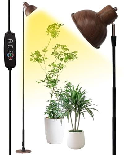 yadoker Plant Grow Light for Indoor Plant, Walnut Wood Grain LED Grow Light,Elevating Plant Lamp,Height Adjustable,Automatic Timer with 8/12/18Hours,10-Level Brightness,Ideal for Large Plant Grow