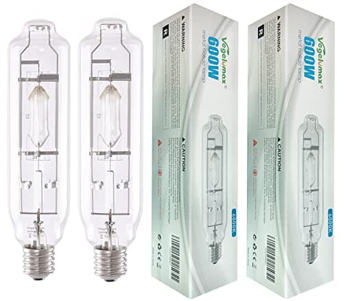 Vegelumax MH 600W Metal Halide HID Grow Light Bulb Lamp High PAR Enhanced Blue and Violet Spectrums for Horticulture Indoor Plants,CCT 6000K,55,000 Lumens,Great for Commercial Applications,2 Pack