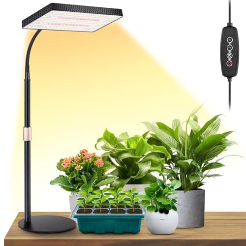 LBW Desk Grow Light, Full Spectrum Plant Light for Indoor Plants, Grow Lamps with 4/8/12H Timer, 10"-26" Height Adjustable, 6 Brightness Levels