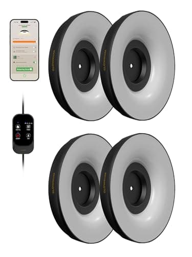 GLOWRIUM Grow Lights for Indoor Plants, 32W Smart Full Spectrum LED Grow Light, Auto Timer and Stepless Dimming,Plant Assistant with Watering Reminder,Modular Design (Black, 4PCS)