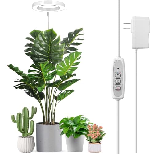 LORDEM Full Spectrum LED Grow Light, 72 LEDs, 4 Brightness Settings, Auto On/Off Timer, Height Adjustable, Ideal for Indoor Plants