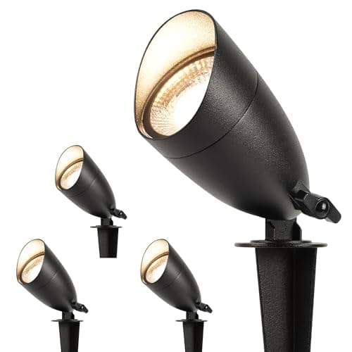 LUTEC 12V Low Voltage Landscape Lighting, Die-cast Aluminum Spot Lights with Connectors, IP65 Waterproof Outdoor Landscape Spotlights, 5W 550LM Warm White 3000K for Tree Garden Yard Pathway, 4 Pack