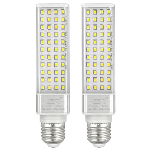 Necgemlex LED Plant Grow Bulbs for Grow Light for Indoor Plants, Sun Light, 44 LEDs of 17W (50W Fluorescent Bulbs Equivalent), 2 Pack (Work on AC110V-220V only)