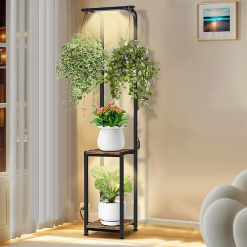 Plant Stand Indoor with Grow Lights, Hanging Plant Stand Plant Shelf Indoor, 65'' Tall Plant Stands Plant Holders for Indoor Plants, Living Room, Bedroom, Balcony