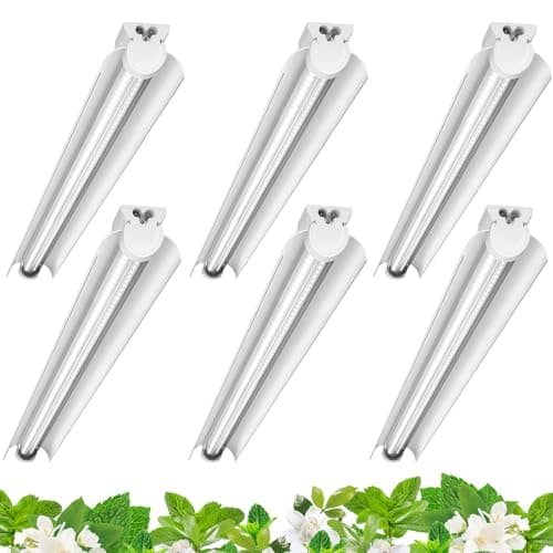 Barrina Grow Lights for Indoor Plants, 3FT 5000K Daylight White Full Spectrum Plant Lights, 180W(6 x 30W, 1000W Equivalent), T8 Grow Light Bulbs, LED Grow Light Strips, Linkable Design, 6-Pack