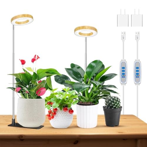 Kullinss Grow Light, 48 LEDs Full Spectrum Plant Lights for Indoor Growing with Detachable Base, 6/12/16H Timer, 3 Color Modes, Height Adjustable, Ideal Small Plant Grow Light for Succulents, Herbs