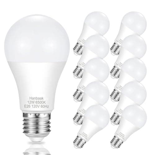 A19 LED Light Bulbs 100 Watt Equivalent, HengBo 6500K Daylight White Light Bulb, 12W 1200 Lumens, Non-Dimmable, E26 Standard Medium Base Super Bright Lamp for Bathroom Home Lighting (Pack of 4)