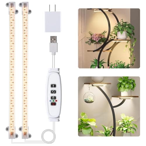 Hywyimlait LED Grow Light Strips for Indoor Plants Full Spectrum 3500K, 96 LEDs Plant Light Bar with 3/9/12H Timer, 10 Dimmable Levels for Seedling Succulent, 13 Inches 2 Head