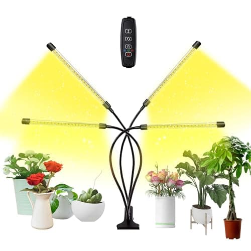 bseah Plant Lights for Indoor Plants, Grow Lights for Seed Starting Auto ON & Off Full Spectrum LED with Timer 4 Tubes
