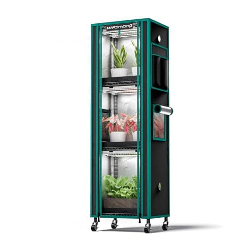 MARS HYDRO 2025 Plant Stand with Grow Lights 4-Tier Plant Shelf with 6 Full Spectrum LED Lamps (54W, 12‘’) & Grow Tent Mini Greenhouse for Vegetables, Seedlings, Plant Growth 5000K, 16x12x47''