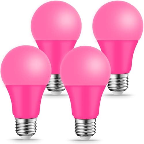 KQHBEN Pink Light Bulbs - [ 4 Pack ]- 9W（60W Equivalent） E26 Base LED Colored Light Bulb for Festivals Party Christmas Bar Events Home Decor