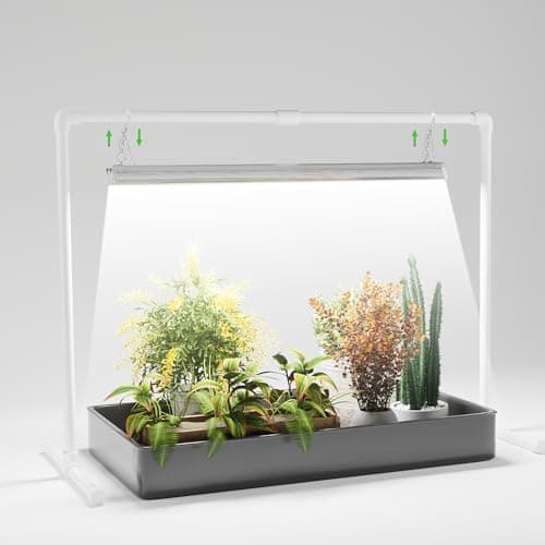 Grow Light for Seed Starting with Stand,Double Tube T5 Grow Lights 1.4Ft,Seed Starter Light Kit,5000K White Full Spectrum Plant Growing Lamp Strips for Indoor Plants,Seeds Starting,Height Adjustable