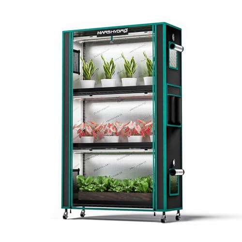 MARS HYDRO 2025 Plant Stand with Grow Lights,4-Tier Plant Shelf with 6 Full Spectrum LED Lamps (150W, 3ft) & Grow Tent | for Vegetables, Seedlings, Plant Growth | 5000K, 37×14×59''