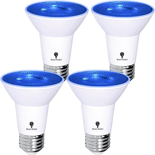 4 Pack BlueX LED PAR20 Flood Light Bulb - 8W (65Watt Equivalent) - Dimmable - E26 Base Blue LED Lights, Party Decoration, Porch, Home Lighting, Holiday Lighting
