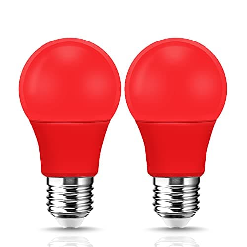 EvaStary LED Red Light Bulb 60W Equivalent, A19 LED E26 Base Red Color Light Bulbs, 9W Bulb for Halloween, Christmas Decoration, Party, Bars, Porch Lights, Holiday Mood Lighting, Pack of 2