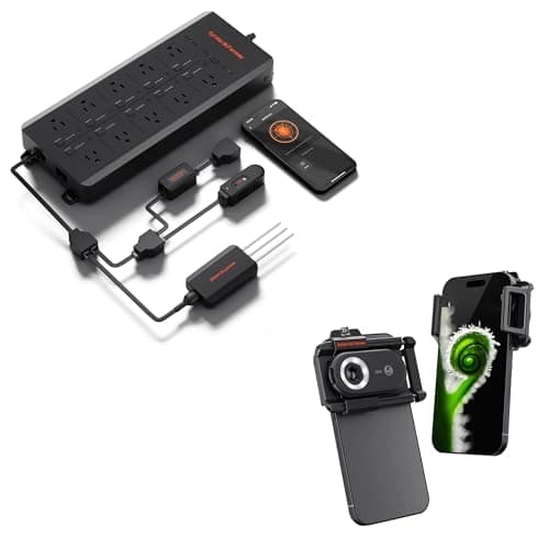 Spider Farmer GGS AC10 Power Strip Kits, 10 AC Smart APP-Based Controls Outlets, 3 in 1 Soil Sensor, Temp Humid Light Sensor, for Indoor Grow Tent Plants Room with Phone Microscope Lens, 200X Magnific