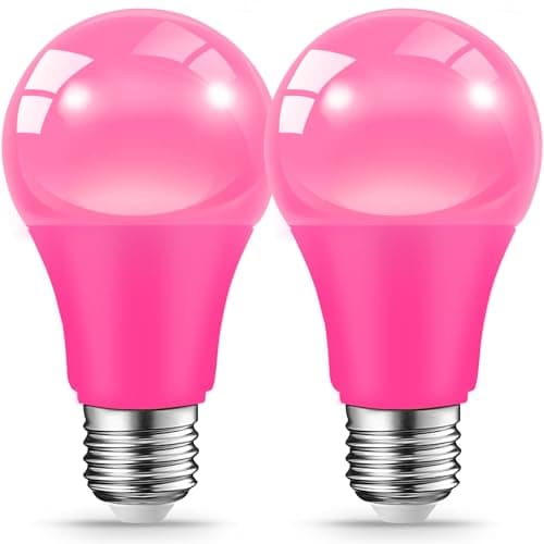 JAHEKS LED Pink Light Bulbs for Outdoor Indoor, 9W(60W Equivalent) E26 Base Pink Bulb for Christmas, Halloween,Wedding,Party,Bar,Porch,Holiday Lighting,Home Decor, 2-Pack