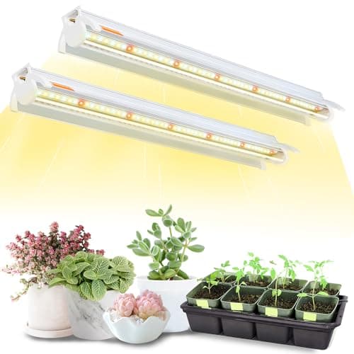 Bokeedo T5 Grow Lights for Seed Starting, 16 inches, 2-Count (10W x2) Full Spectrum LED Plant Light Bar w/Reflectors for Seedlings, 4000K White Growing Strips for Shelf/Rack