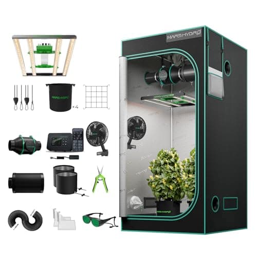 MARS HYDRO 3x3 Smart Grow Tent Kit Complete System with WiFi-Integrated Controller 43,FC3000 Samsung LM301H Programmable&Dimmable Grow Light,1680D High Reflective Mylar,4inch Automatic Ventilation Kit