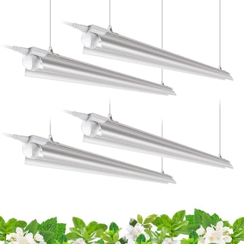 Barrina T8 Grow Lights for Indoor Plants, 4FT Full Spectrum Grow Light, 168W(4 x 42W), Plant Lights for Greenhouse Indoor Growing, V-Shape with Reflector, Linkable, 5000K Daylight White, 4 Packs