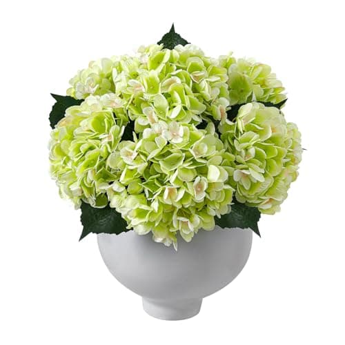 Wenhuidr 6PCS Realistic Artificial Silk Hydrangea Flowers – Premium Fake Hydrangea Flowers Bouquets with Stems, Full Faux Hydrangea Blooms for Home Wedding Table Party Office Decorations(Light Green)