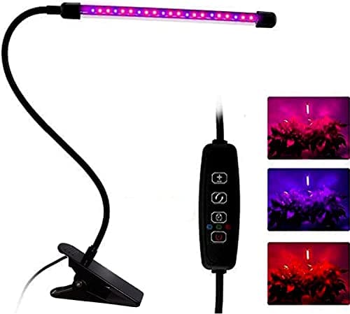 Otryad LED Grow Lights for Indoor Plants 20 LED, Plant Growing Lights Full Spectrum Auto ON Off with 3/9/12H Timer, 9 Dimmable Lightness Clip-On Desk Grow Lamp Bulb