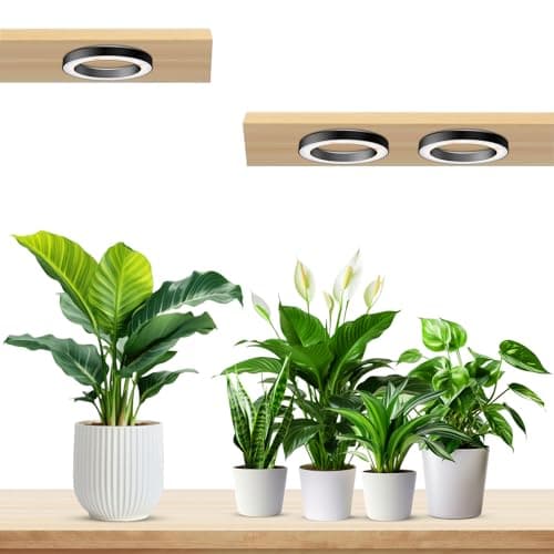 Wiaxulay 6.3” Ceiling Plant Grow Light, 252 LED Full Spectrum Halo Grow Lights for Indoor Plants, 12V/3A Under Cabinet Grow Lamp with 6/12/16 Hrs, 3 Lighting Mode, 5 Dimmable Levels, Tri Head