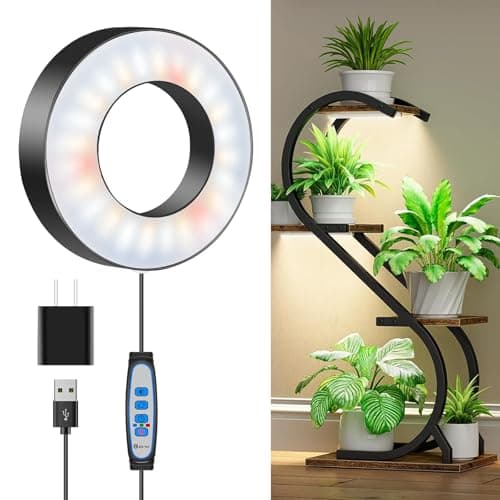 Wiaxulay Grow Lights for Indoor Plants, 48 LEDs Full Spectrum LED Plant Grow Light, Under Cabinet Grow Lamp with Auto Timer 6/12/16 Hrs, 3 Lighting Mode, 5 Brightness Levels, One Head (3.5in)
