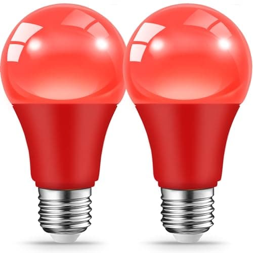 JAHEKS Red Light Bulb for Outdoor Porch, 9W(60W Equivalent) E26 Base LED Red Bulb for Christmas, Halloween,Wedding,Party,Bar,Holiday Lighting,Home Decor, 2-Pack