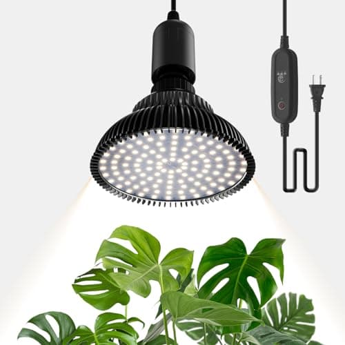 SpeePlant Hanging Grow Lights for Indoor Plants, 25W 5000K, LED Hanging Grow Light Bulbs with Timer, Height Adjustable Hanging Plant Light, Full Spectrum Pendant Grow Light for Seed Starting, Black