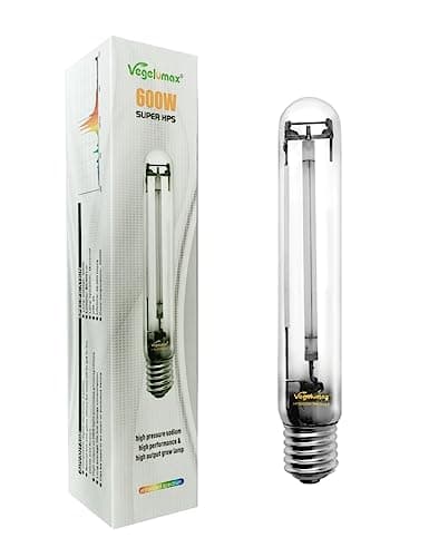 Vegelumax 600Watt Hydroponic High Pressure Sodium HPS Grow Light Bulb Lamp,High PAR Enhanced Red and Orange Spectrums,CCT 2100K,Ultra Bright 90,000 Lumens,E39 Base,1pack