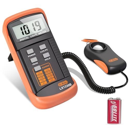 Dr.meter LX1330B Digital Illuminance Light Meter, 0-200,000 Measurement Range Lux Meter, Lighting Intensity Brightness Measurement for Indoor Outdoor, Light Meters for Plants