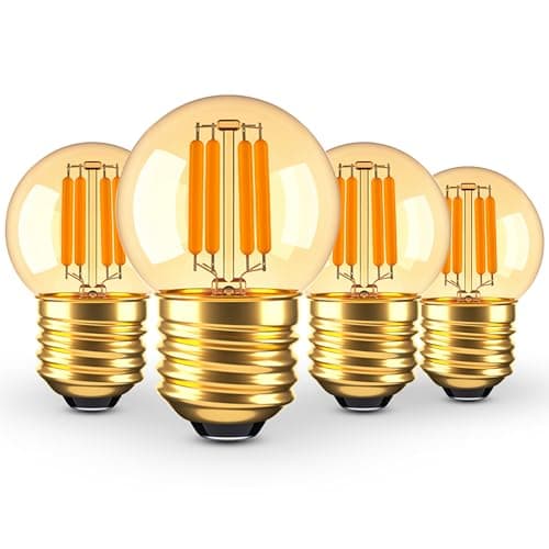 25 Watt Light Bulbs G40 E26 Low Wattage LED Light Bulbs 3 Watt Dimmable Amber Small Edison Bulbs 2200K Warm White for Home and Business Decorative Lighting,110-130V,Glass,4Pcs